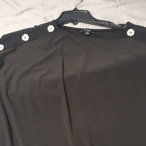 AUW Elegant Black Top with White Button Details